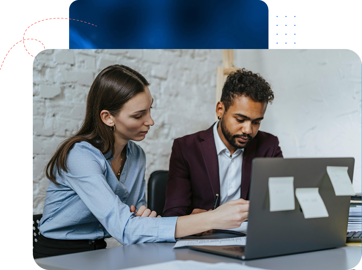 a female lawyer and a male lawyer working together